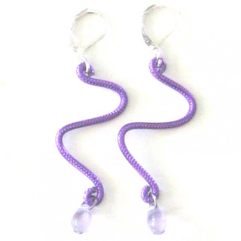 Boucles d'oreilles zig-zag violet & goutte mauve